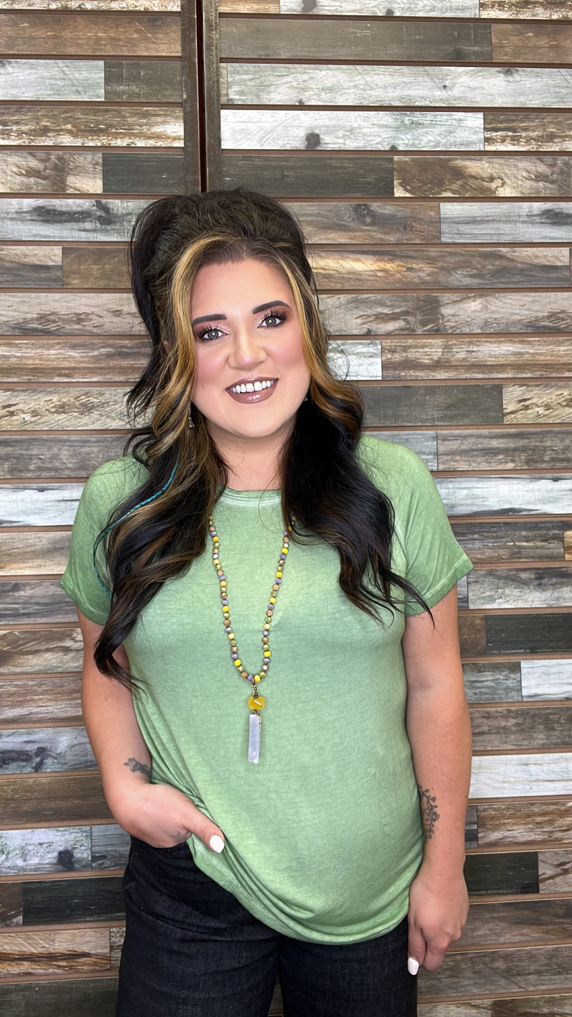 The Right Here Olive Green Top