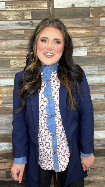The Classic Basic Long Navy Blazer