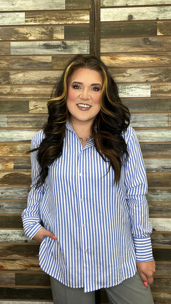 The Best Striped Sea Blue Top