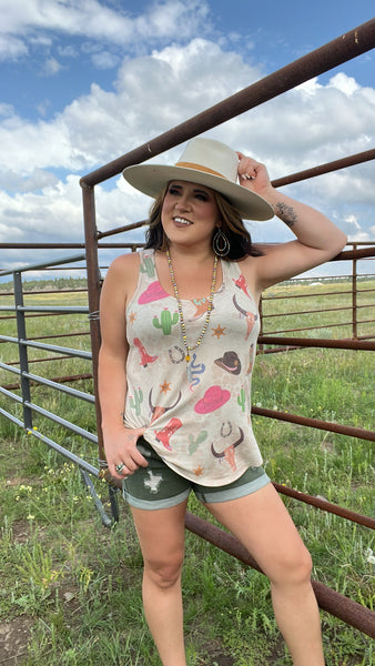 The Boots and Hats Taupe Tank Top