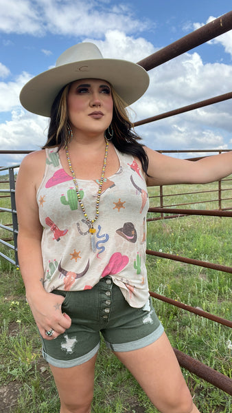 The Boots and Hats Taupe Tank Top