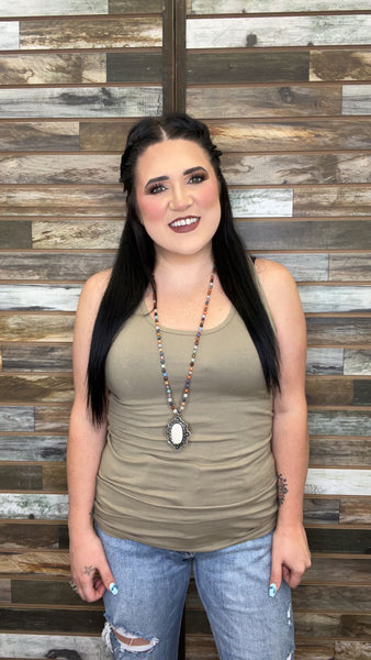 The Basic Light Olive Racerback Tank Top