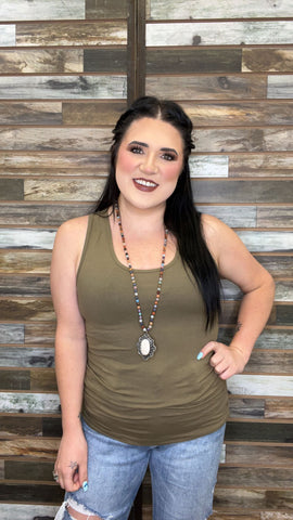The Basic Olive Racerback Tank Top
