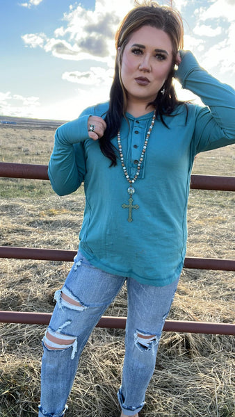 The To Go Dusty Teal Top