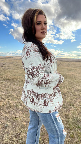 The Western Wild West Print Mocha Blazer