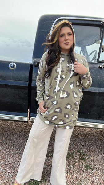 The Leopard and Comfort Olive Hoodie Top