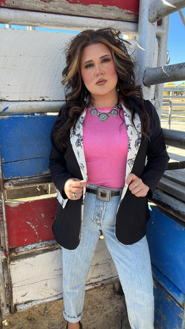 The Cowboy Print Black Blazer