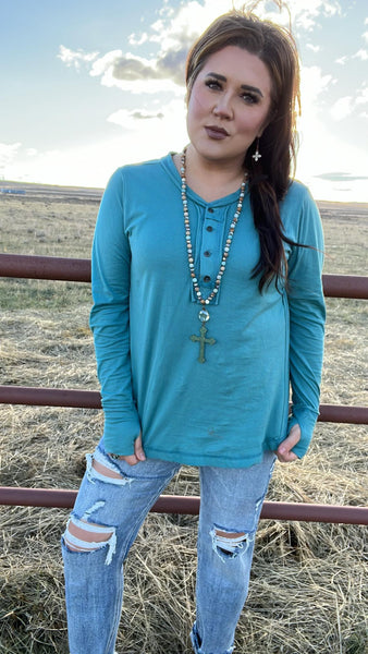 The To Go Dusty Teal Top