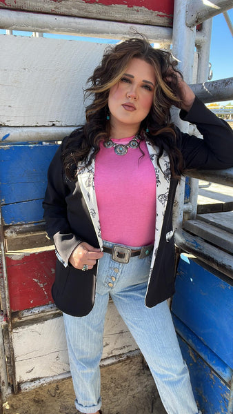 The Cowboy Print Black Blazer