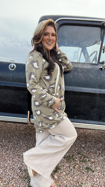 The Leopard and Comfort Olive Hoodie Top