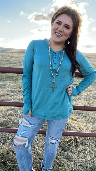 The To Go Dusty Teal Top
