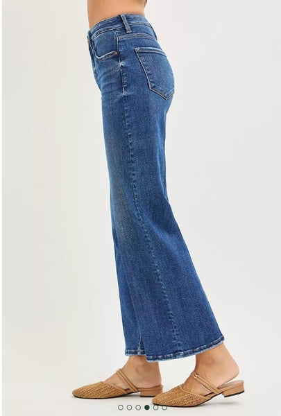The Harper Tummy Control High Rise Ankle Straight Dark Jean