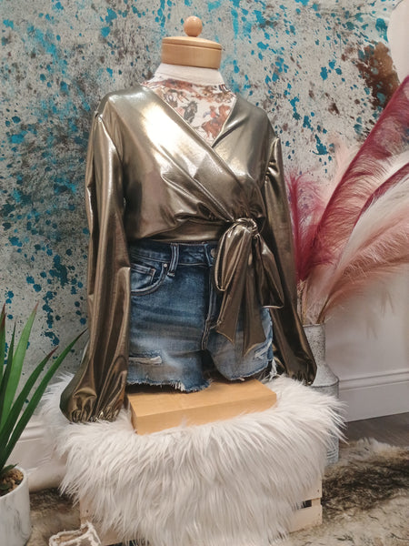 The Fake Gold Bow Top