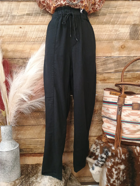 The Pretty Days Linen Black Pants