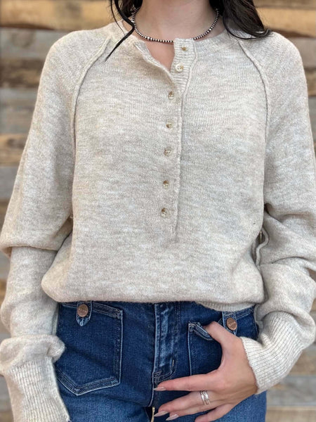 The Half Way Heather Beige Sweater Top