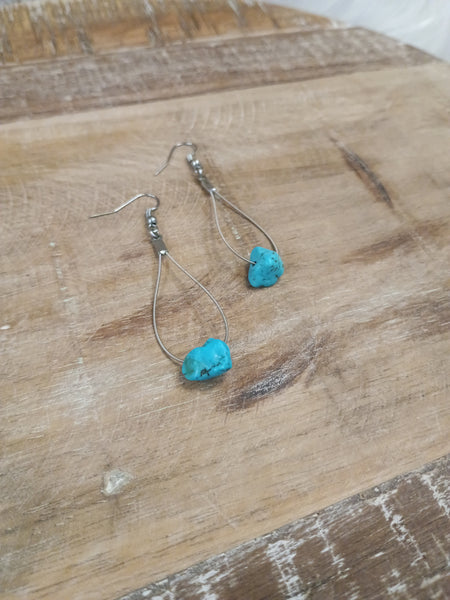 The Single Stone Turquoise Teardrop Earrings
