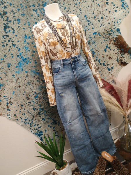 The Kayla High Rise Wide Leg Vintage Wash Jeans