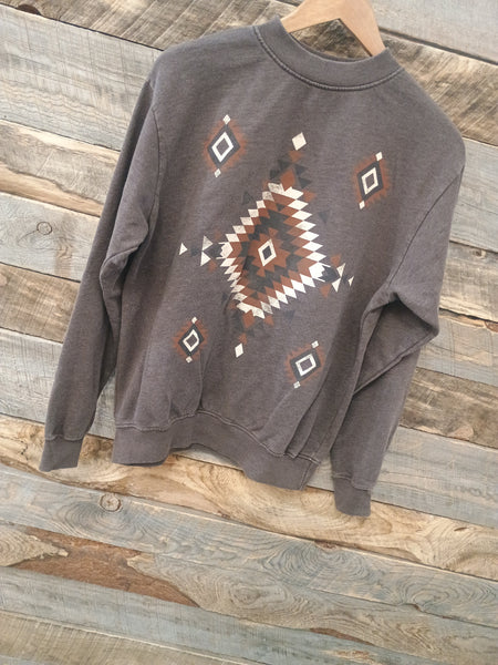 The Southwestern Aztec Mineral Brown Sweatshirt