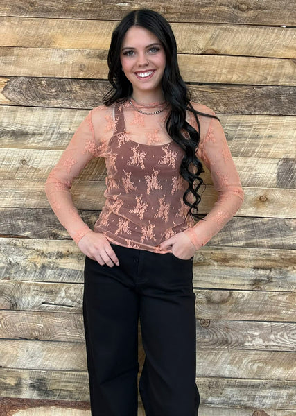 The Coral Lace Mesh Top