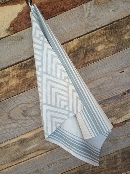 The Stripes and Triangles Sage Green Towel