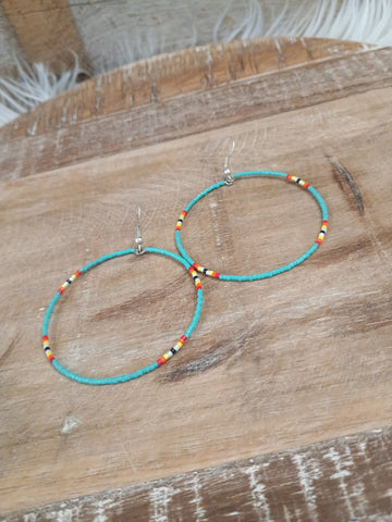 The Days Of Beads Turquoise Hoop Earrings