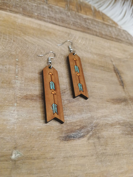 The Long Way Arrow Wood Earrings