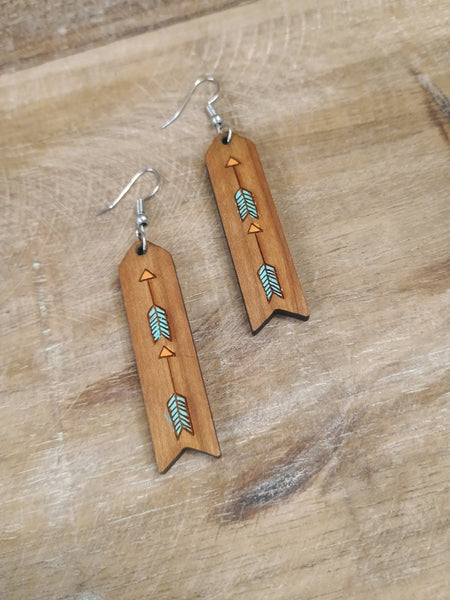 The Long Way Arrow Wood Earrings