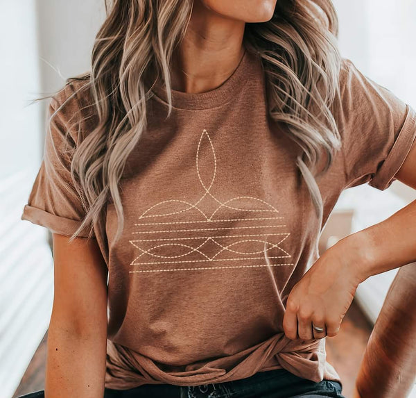 The Boot Stitch Heathered Brown Tee