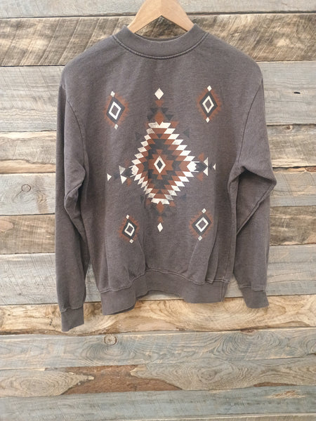 The Southwestern Aztec Mineral Brown Sweatshirt