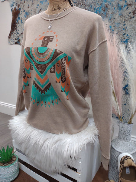 The Aztec Bird Mineral Beige Sweatshirt