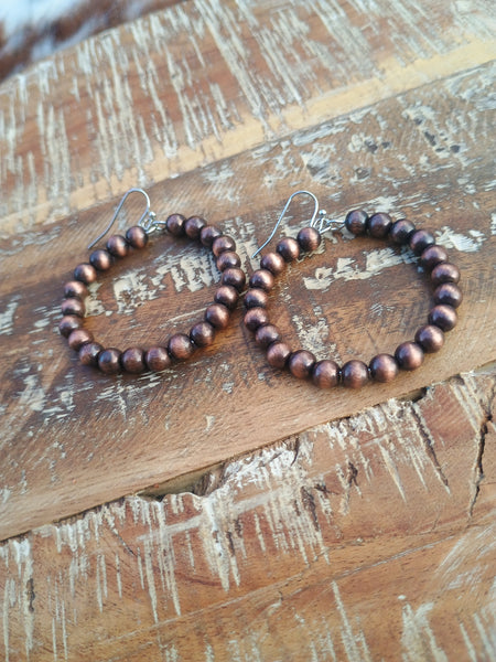 The Way Around Faux Navajo Pearl Copper Earrings