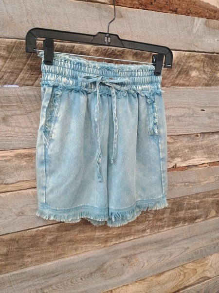 The Follow It Up Blue Grey Shorts