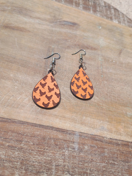 The Chicken Small Teardrop Leather Earrings