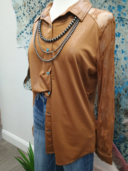 The Button Rust Down Top Cardigan