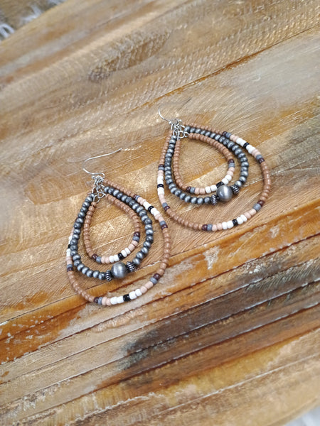 The Triple Tear Drop Brown Earrings
