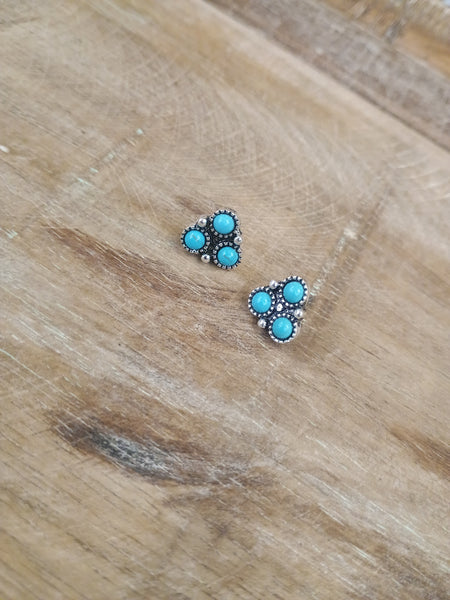 The Triple Threat Turquoise Stud Earrings