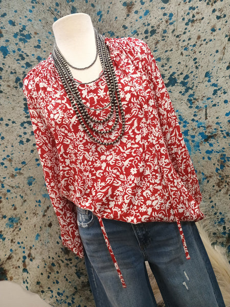 The Floral Print Tie Neck Top