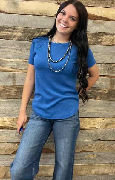 The Best Basic Waffle Classic Blue Top