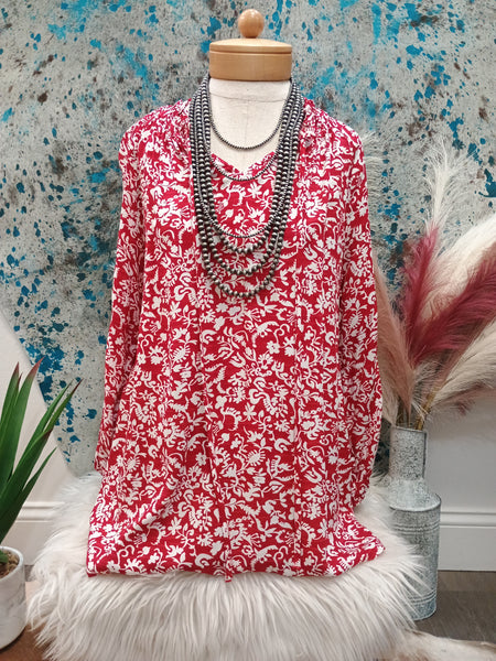 The Floral Print Tie Neck Top