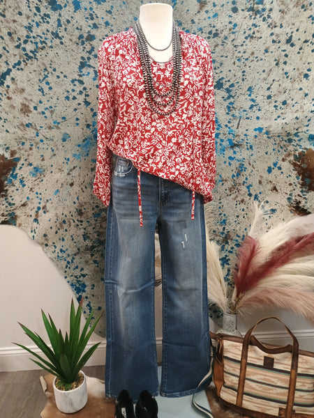 The Floral Print Tie Neck Top