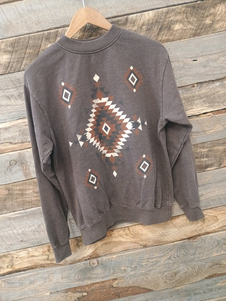 The Southwestern Aztec Mineral Brown Sweatshirt