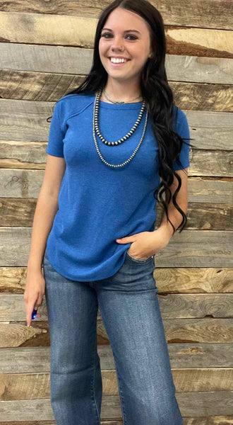 The Best Basic Waffle Classic Blue Top