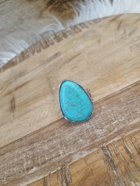 The Stay Here Stretchy Turquoise Ring
