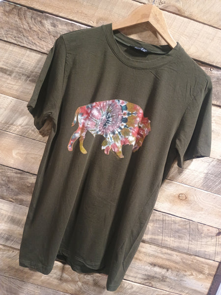 The Tie Dyed Buffalo Dark Olive Tee