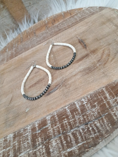 The Bone and Silver Tear Drop Hoop Earrings