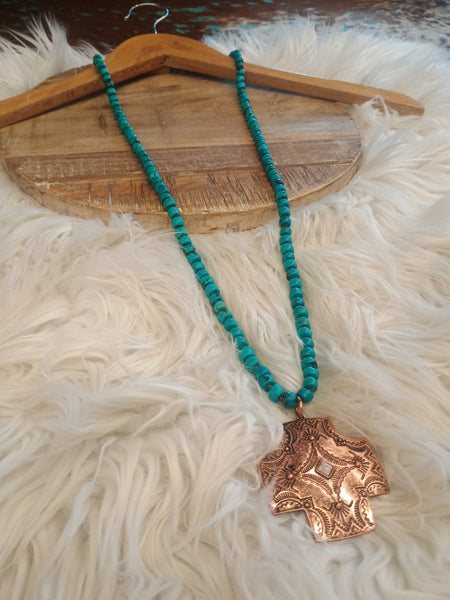 The Cross The Day Turquoise Necklace