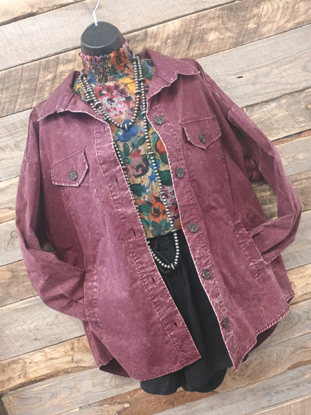 The Way To It Mineral Wash Button Wine Jacket