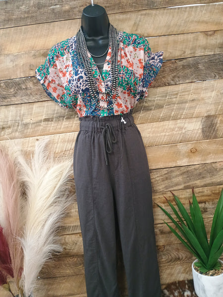 The Pretty Days Linen Dark Grey Pants
