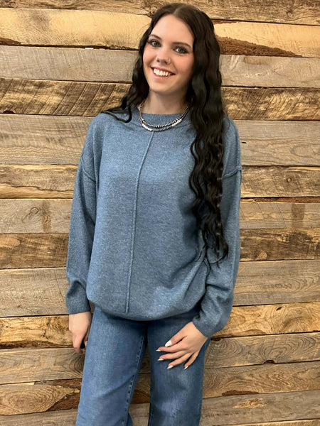The Stop Here Dusty Blue Sweater