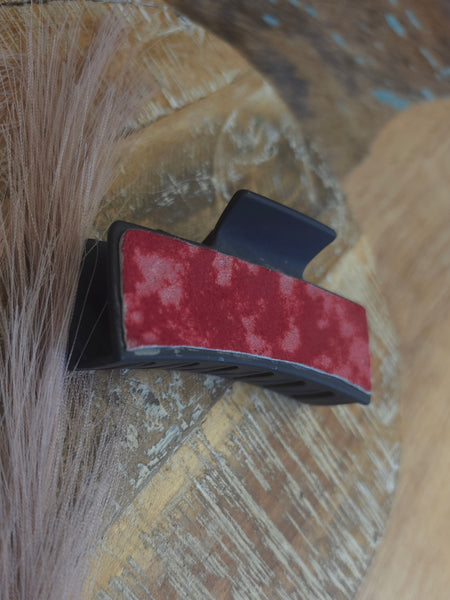 The Red Acid Wash Cowhide Hair Clip